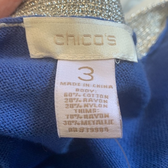NWT Chico’s Ombré Shine Peyton Cardigan Sweater, Nikki blue, 3/XL/16, mature - Picture 6 of 7